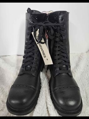 Black Lace-Up Women's Combat Boots